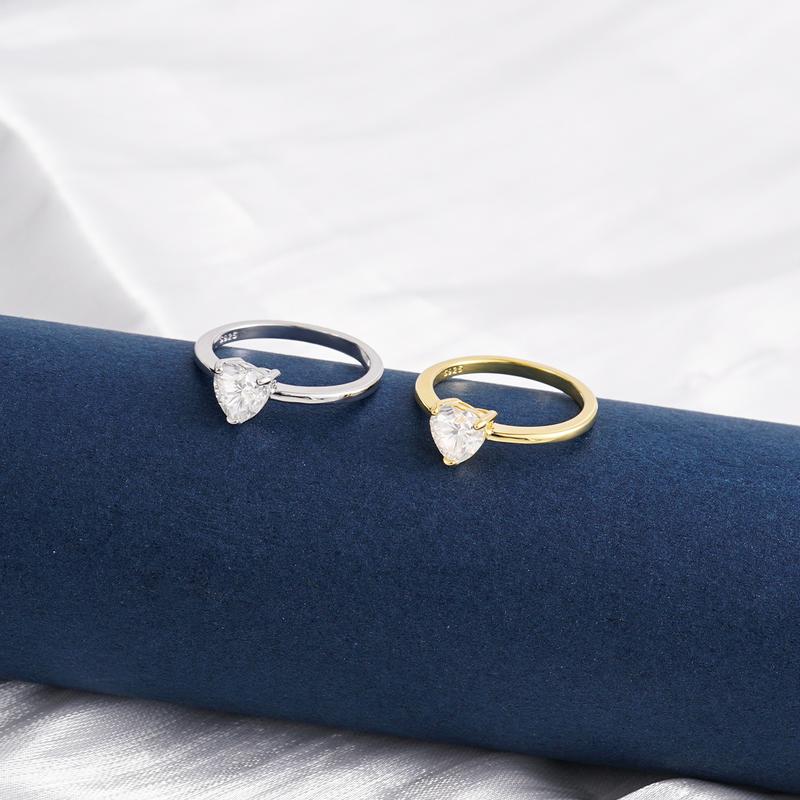 Delzzad 18K Gold-Plated 1ct Heart Ring Band Synthetic Moissanite S925 Solitaire Love Women Ring Perfect for Any Occasion & Everyday Wear Birthday Anniversary Valentine's Day Christmas Gift for Men Women