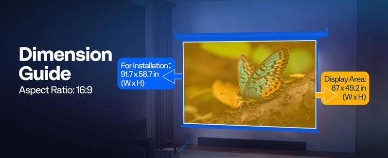 VIVOHOME Motorized Projector Screen with Remote, 16:9 100 Inch Auto Electric Projection Screen, HD 4K Movie Screen for Home Theater, Cinema, Office