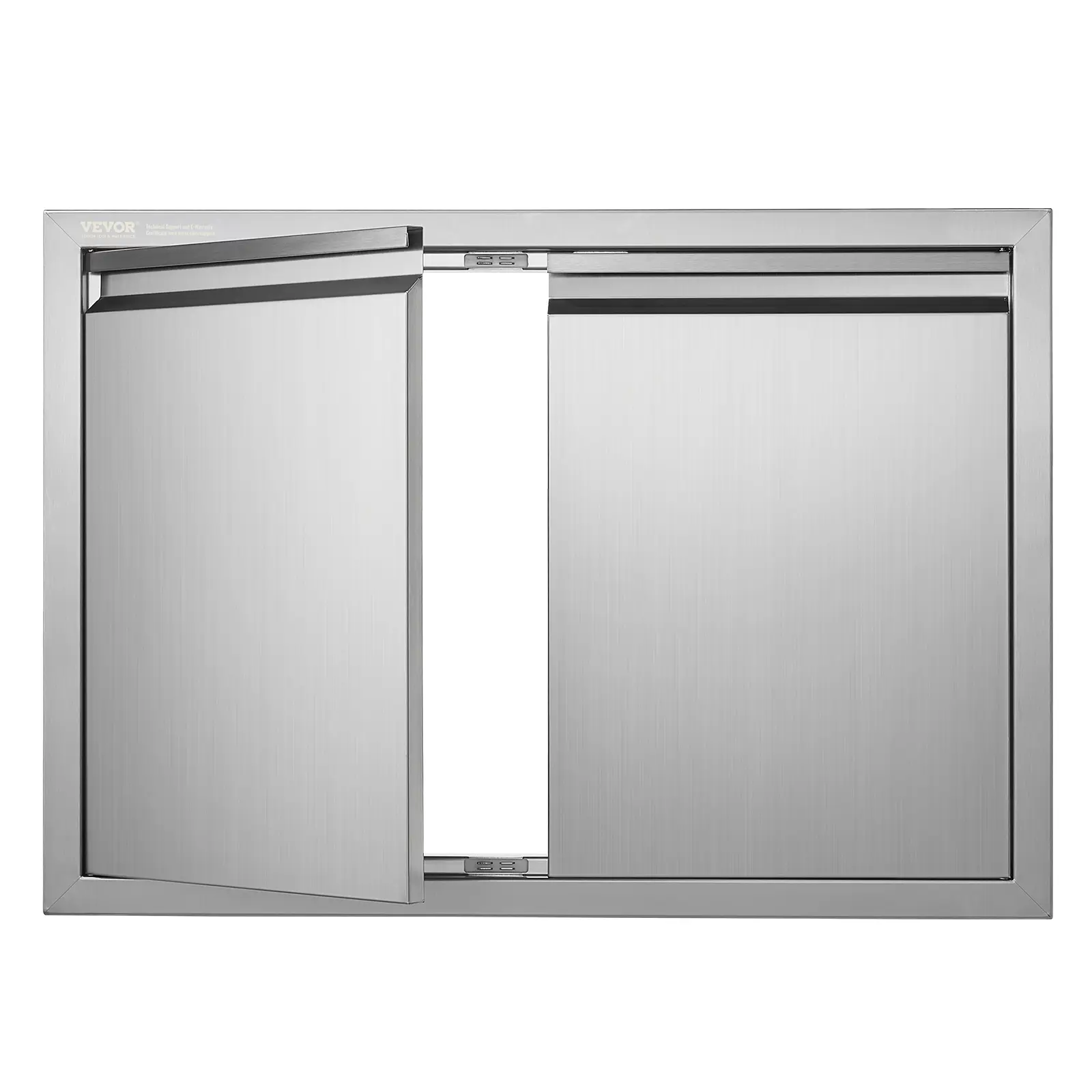 VEVOR 30x21x2 Inches Metal Flush Mount Double BBQ Access Doors - Waterproof, Adjustable, Rat-Proof, Easy Wall Installation, Fully Seamless U-Shaped Panel Design, Hidden Handle, Top & Bottom Magnets for Outdoor Kitchen BBQ Island, Steel Kitchen Cabinets, F