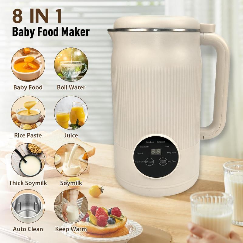 8-in-1 Multifunctional Nut Milk & Coffee Maker 32oz Auto Clean Delay Start Keep Warm Stainless Steel Black/White Kitchen Appliance Christmas Gift