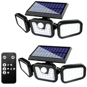 2-Pack Solar Powered Motion Sensor LED Lights with Remote – Waterproof Outdoor Lighting for Garage, Driveway & Backyard
