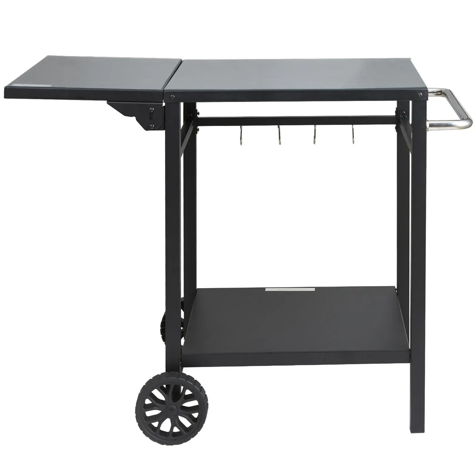 【SummerFinds】VEVOR Outdoor Grill Dining Cart with Double-Shelf,  BBQ Movable Food Prep Table, Multifunctional Foldable Iron Table Top, Portable Modular Carts for Pizza Oven, Worktable with 2 Wheels, Carry Handle