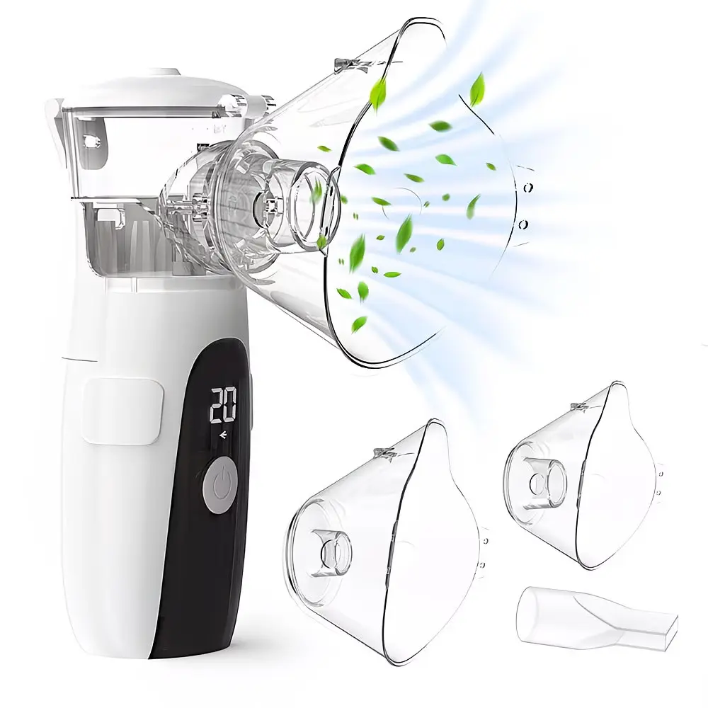1pcs Portable Handheld Mesh Nebulizer - Medical-Grade Mute Adjustable Rate Machine, USB Power Cord Included, for Asthma & Cough Relief, With Adult Mask & Bite Mouthpiece, Home Travel Essential Home Care Supply, Adults