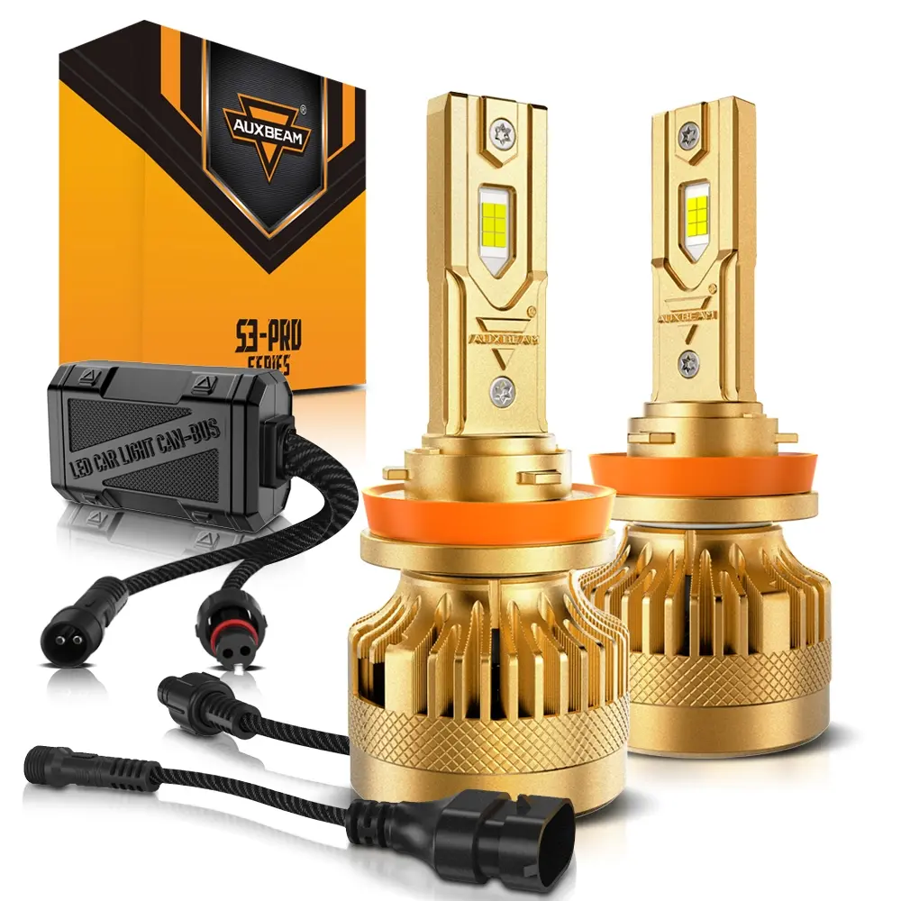 H11/H9/H8 LED Headlight Bulbs (2Pcs), 120W 24000LM 6500K Cool White Single Beam, 12Pcs 3570CSP LEDs, 6063 Aviation Aluminum, IP68 Waterproof, 50000H Fan Cooling, 9-16V with Detachable Decoder