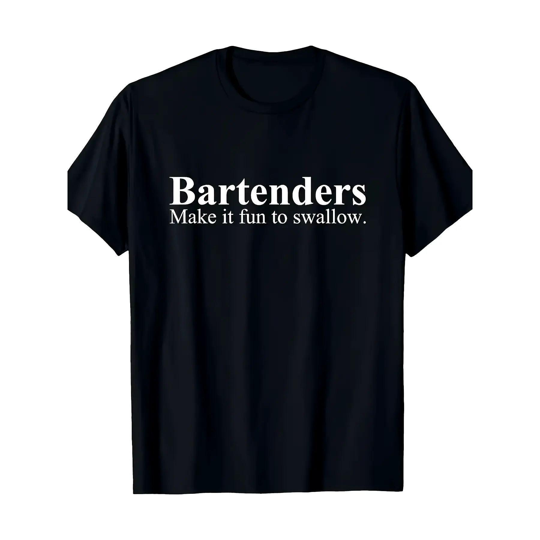 Men's Soft Basic Funny Bartender Graphic Print T-Shirt - Heavyweight Cotton Fabric Streetwear, Oversized Loose-Fit Round Neck Short-Sleeve Top (Also for Women)