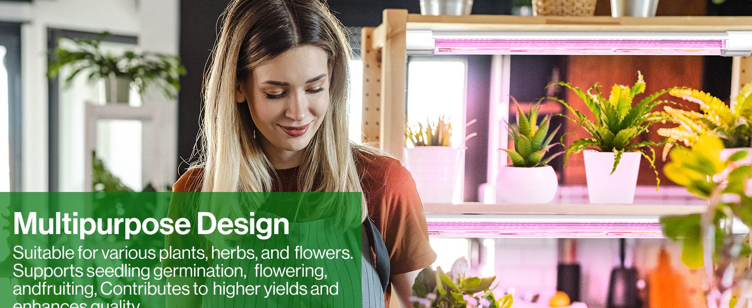 Sunco LED Grow Light 2ft, 20W Full Spectrum, Linkable, Ideal for Growing Plants