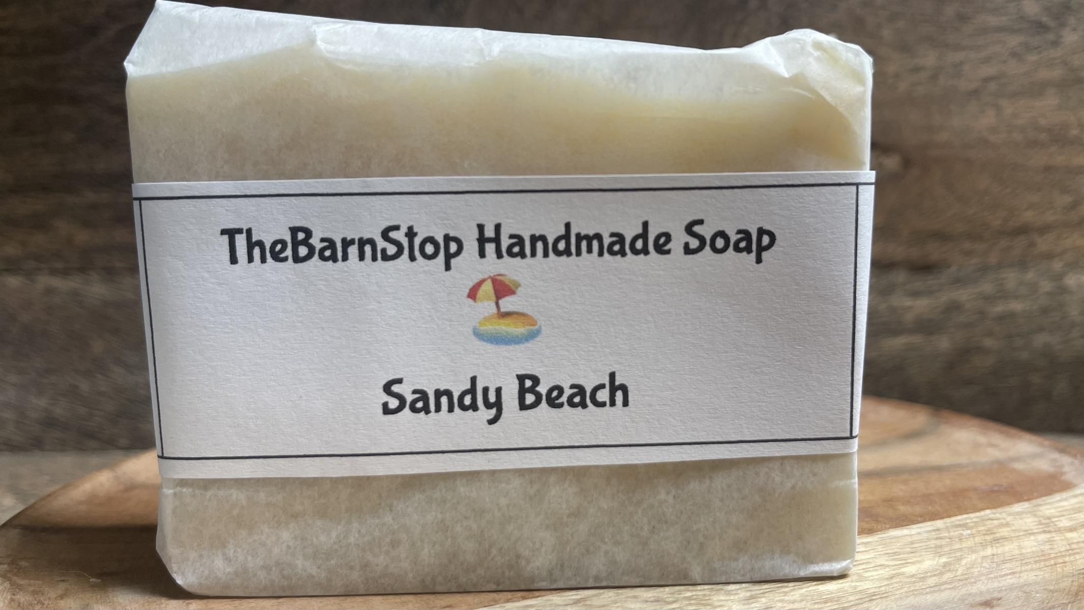 Homemade artisan soap beach scented with pumice sand, gentle exfolialiation hygiene products