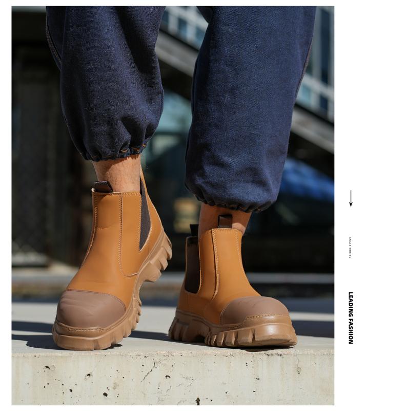 Lightweight steel toe brown anti slip work shoes - splash proof, smash proof, puncture proof, breathable safety shoes SpringStatements