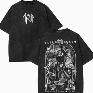 Retro Limited Sleep Token Vessel Heavy Metal Gothic 2 Sided Rock Music Band graphic tees Acid Washed Tshirts, Hoodie Menswear Top Fabric Collar, Oversize Shirt, Cotton Tee, Gift for him, for her TE3