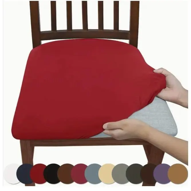 4PCS Soft & Stretchy Solid Red Elastic Dining Chair Slipcovers - Dustproof, Stain Resistant, Easy Installation, Machine Washable Home Care Dust Covers for Dining, Office Chairs & Restaurants, Dining Chair Seat Covers, Washable Chair Slipcovers