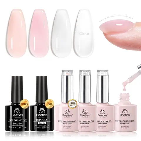 Beetles 15ml 8-in-1 Odor-Free Builder Gel Bottle - UV-Curable Nail Care Manicure Sculpting Polish with Brush, Nail Strengthener for Home Use, Extensions (LED/UV Cure Compatible)