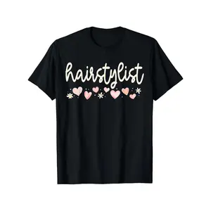 Valentine'S Day Themed T-Shirt for Hairstylists Featuring Hearts, Made from Unisex with a Casual Round Neck And Short Sleeves. It Has a Bit of Stretch And Is Available in Sizes S to XXXL, Perfect for Gifts, Edgy Fashion Statements