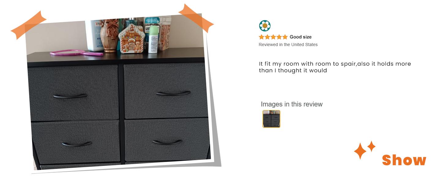 Tall Dresser for Bedroom with 10 Fabric Drawers, Organizer Units for Closet, Storage Tower with Cabinet, Metal Frame, Rustic Brown Wood Grain Print Dressers