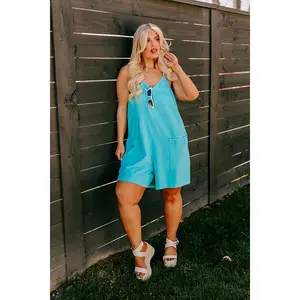 Beach Retreat Romper in Turquoise Curves