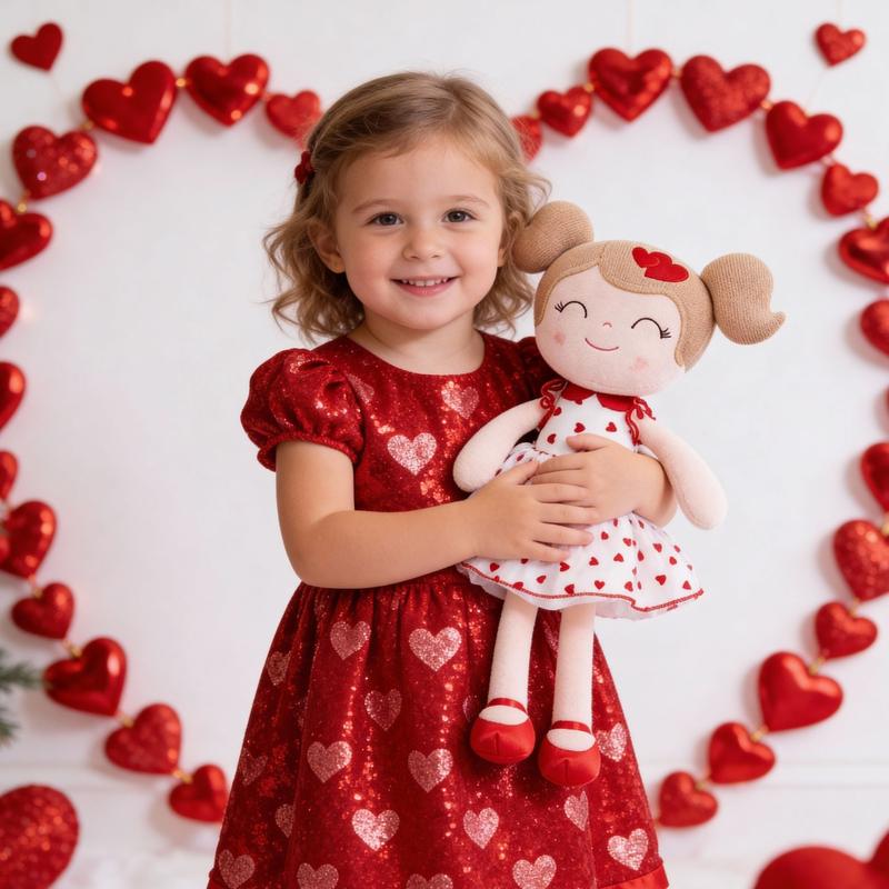 Gloveleya Valentine Gift Doll Princess Heart Doll Soft Cuddle Toy for Girls Perfect Valentine’s Day Gift Idea for Kids 0 to 6 Years