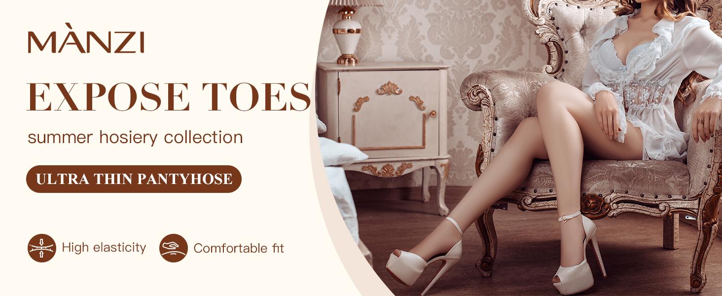 MANZI 3 Pairs Toeless Pantyhose Tights for Women Ultra Thin 10D Toe Open Control Top Pantyhose TikTokShopBlackFriday SpringStatements