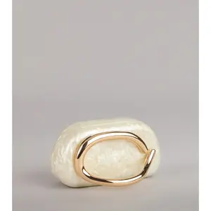 Polished Plans Pearlescent Metal Handle Clutch