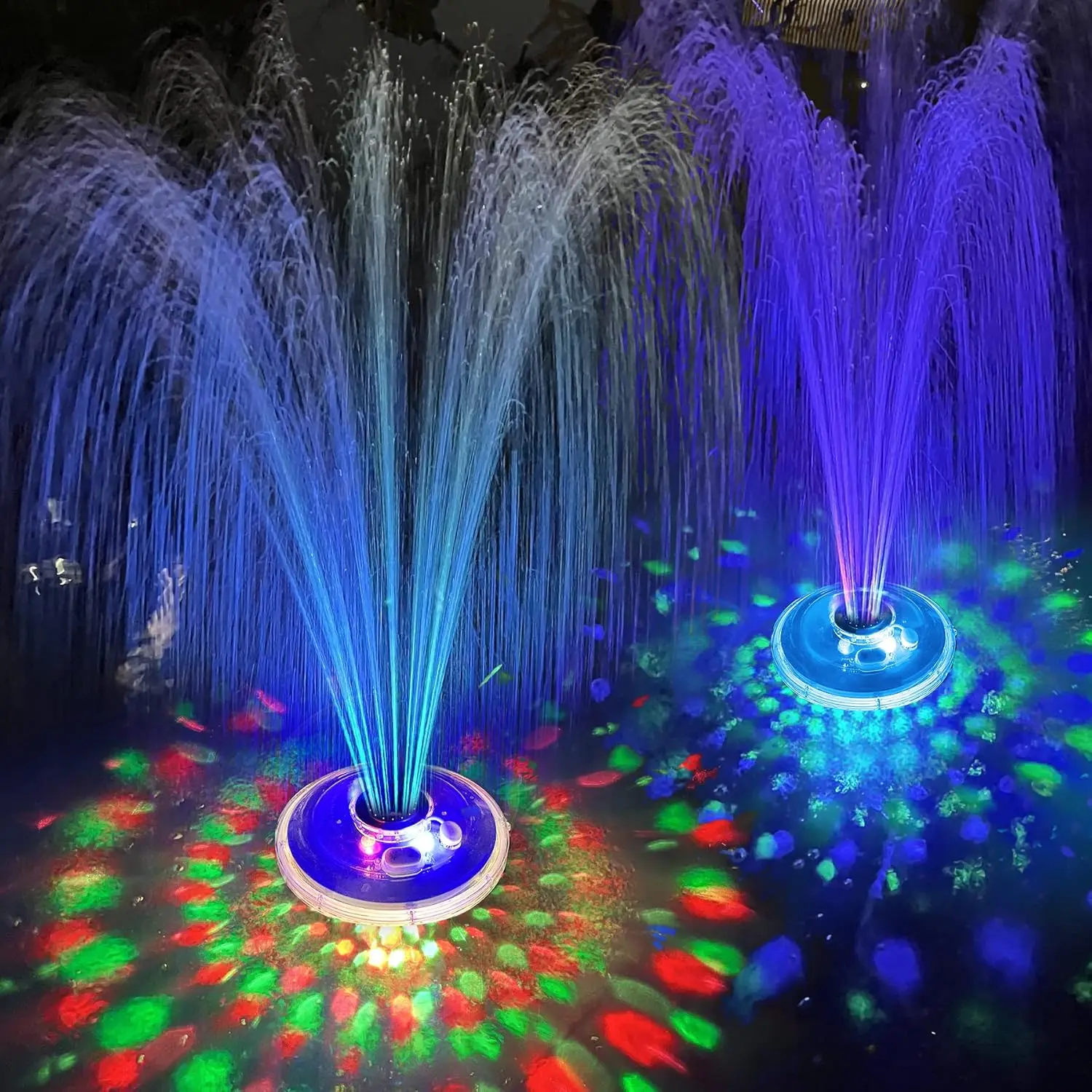 LanPool Floating Water Fountain with Underwater Lights, Rechargeable Powered Pump Outdoor, 2 Modes Sprinkler Waterfall Fountain for Inground Above Ground Pool, Pond-Blue-1PC,campingessentials,outdoorfurnitureset,campinggear