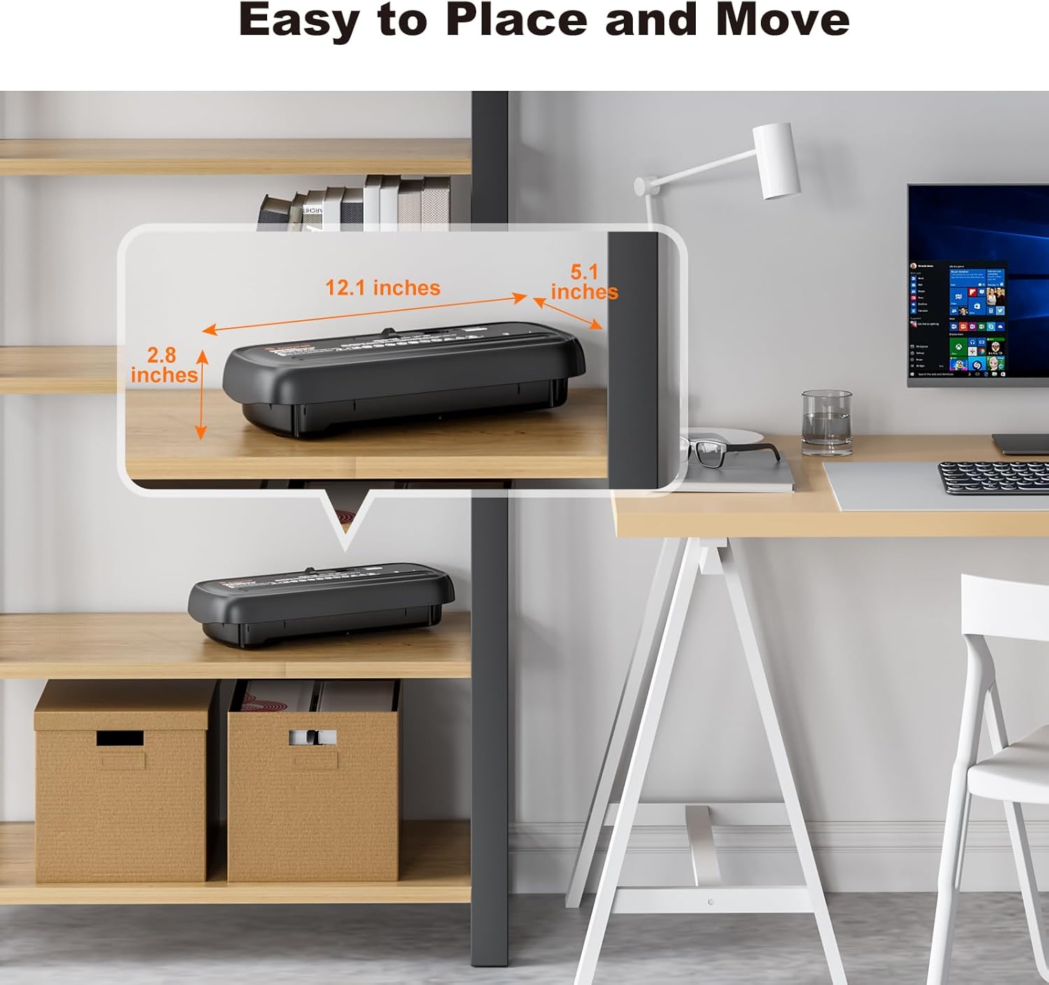 Bonsaii 6-Sheet Strip-Cut Paper Shredder, Portable with Extendable Arms, No Basket or Set ,Overheat Protection, Ideal for Home/Office Use