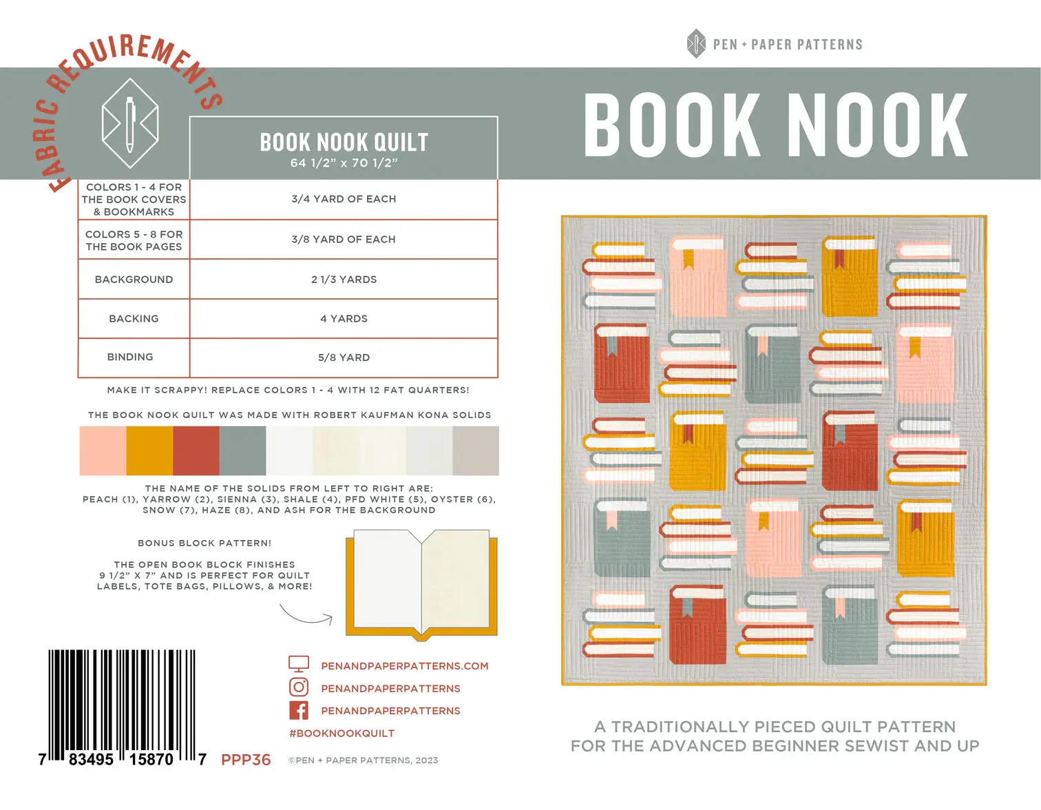 Book Nook Quilt Pattern | Pen and Paper Patterns - TikTok Shop