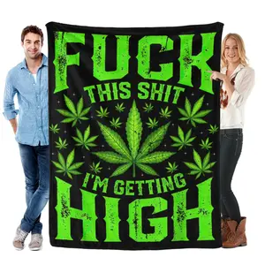 Fuck This Shit I'm Getting High Graphic Marijuana 420 Stoner Blanket Gift for Girls Boys Women Super Soft Flannel Blanket for Sofa Couch Bed Camping Travel Plush Warm Home Decor for All Seasons