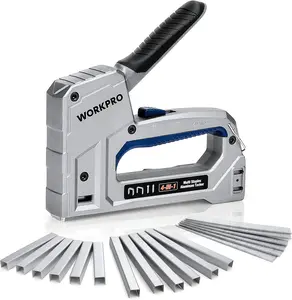 #SpringGlowUp WORKPRO Staple Gun Heavy-Duty, 4-in-1 Aluminum Alloy Staple Gun for Upholstery with 1400 Staples and 600 Brad Nails, Stapler for Upholstery, Decoration, DIY, Furniture, Doors and Windows