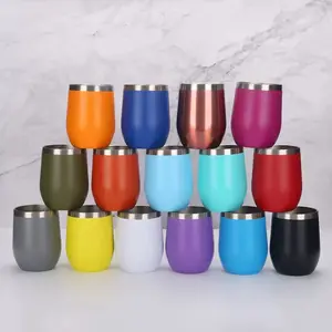 LMMAKE Double Wall Vacuum Insulated Wine Tumbler 12oz Stainless Steel Stemless Travel Mug for Cold & Hot Drinks with Removable Lid in Multiple Colors Dishwasher Safe Shatterproof Eco Friendly Drinkware Flasks Insulated Straw Friendly - Cocktails
