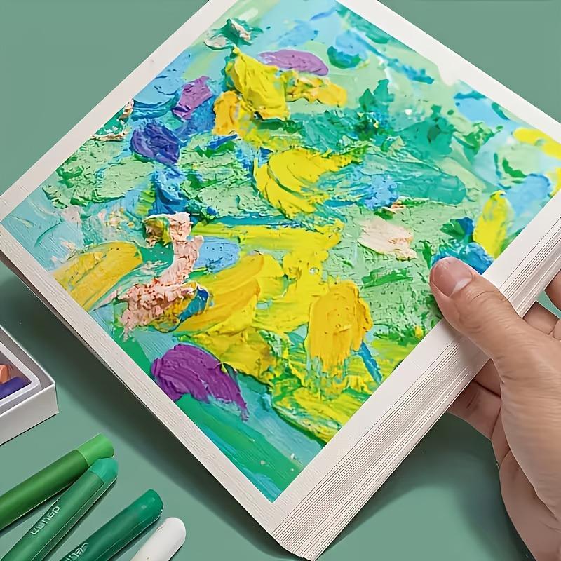 150 high-quality square canvas papers, suitable for artists - perfect for oil painting and pastel painting, ideal for creating dynamic abstract artworks. They are bound in loose pages. [Free one roll of 20 meters of detachable artist masking tape]