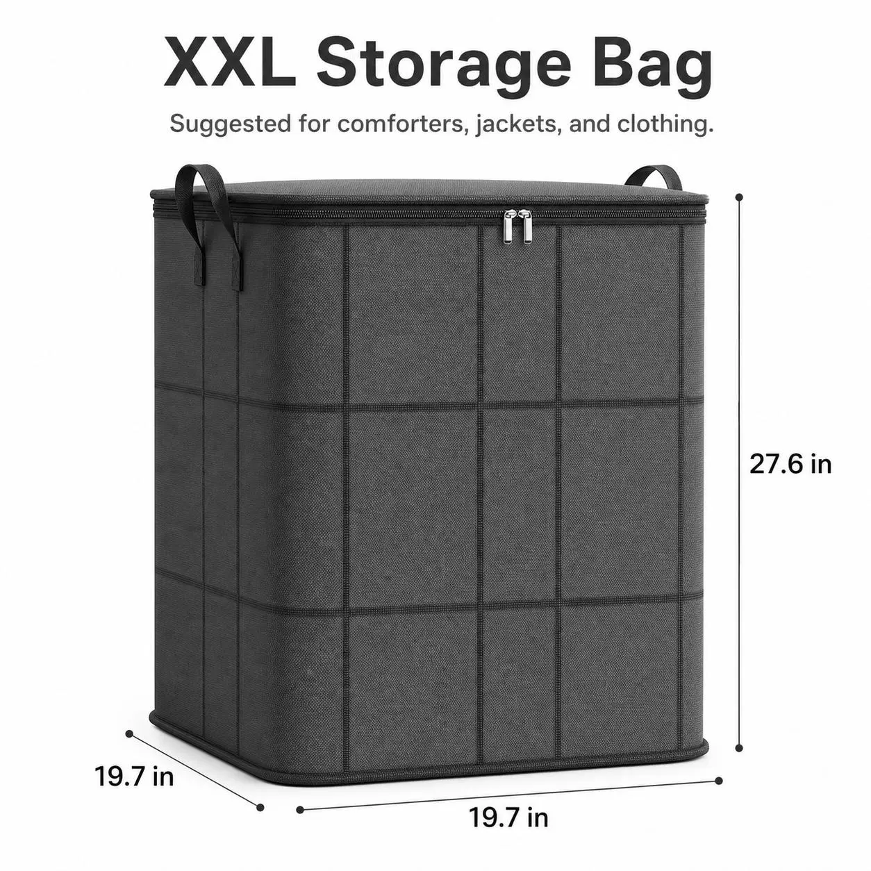 Large Foldable Storage Container with Foldable Lid - Collapsible Design Box, Folding Storage Bin, Water-Resistant Fabric Closet Organizer with Secure Zipper, Strong Capacity Bag for Home Closet & Travel Carry-On Grocery Needs, Closet Organizers, Collapsib