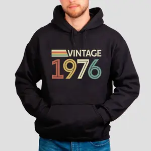 Vintage 1976 Retro Style Hoodie, 50th Birthday Shirt 2026, Fiftieth Gift Ideas, 1976 Vintage Birthday Tshirt, 50th Birthday For Men Women, Father Gift, Unisex Regular Fit Crewneck Tee, Classic Streetwear
