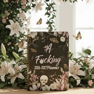 July 2026 – June 2027 Weekly/Monthly Planner (A5 Size) — "Dark Romance" Floral Skull Theme Design; Mother's Day Gift; Hardcover Calendar; Deluxe Edition Agenda Book with Bonus Tabs & Stickers; Features a Double-Sealed Back Pocket.