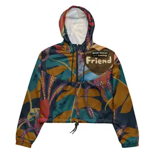 Good Things Are Coming Friend Women’s Cropped Windbreaker Jacket – Motivational Streetwear & Lightweight Activewear | PHIM Movement