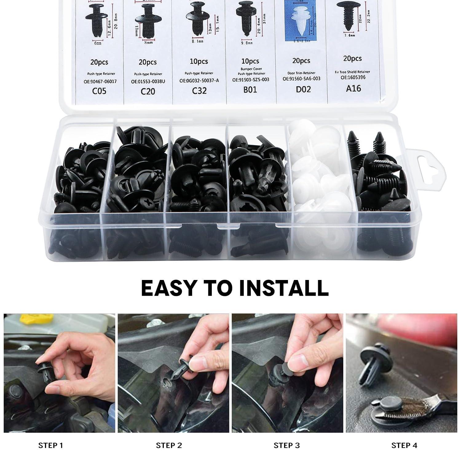 HE26 115pcs Universal Expansion Screw Clips Set for Automobiles Mudguard Leaf Plates Door Panel Clips C05 C20 C32 B01 D02 A16 Car Accessories
