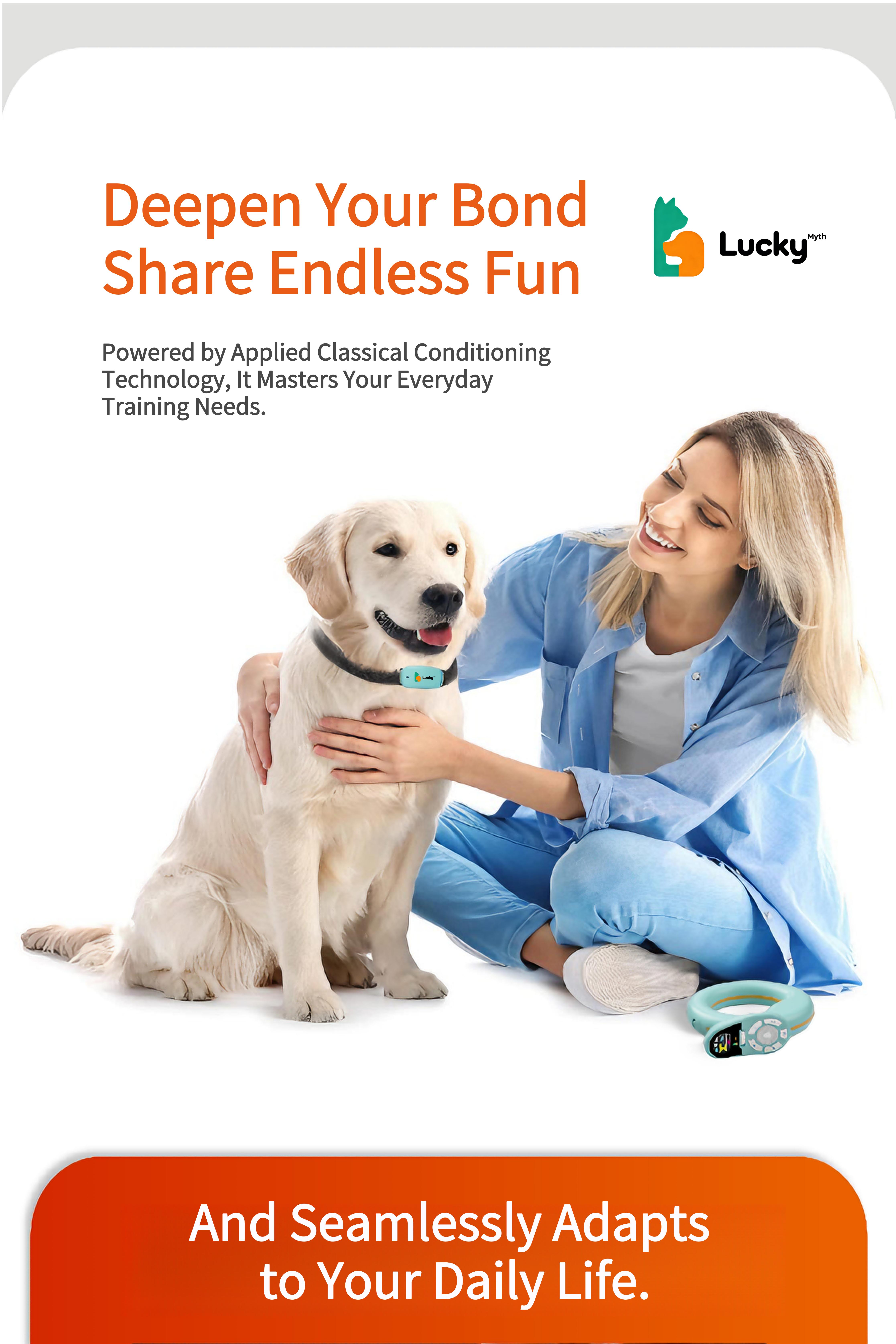 Luckymyth - Dog Training Collar  Leash – 3200ft remote control- built-in light- IP67 waterproof- magnetic charging- 30 static levels + 10 vibration/sound modes-fits dogs 10–120 lbs- integrates both leash and training capabilities-Handles two dogs at once