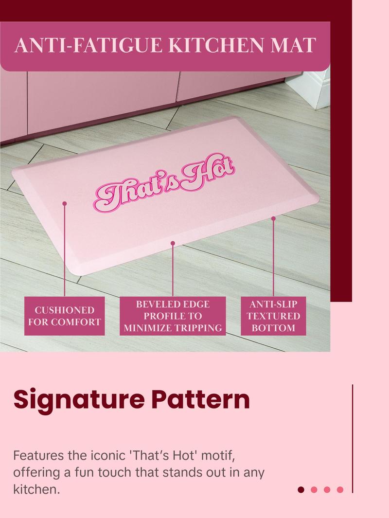 Paris Hilton Comfort Kitchen Mat, “That’s Hot” Design, Cushioned Anti-Fatigue Foam with Non-Slip Surface – Pink