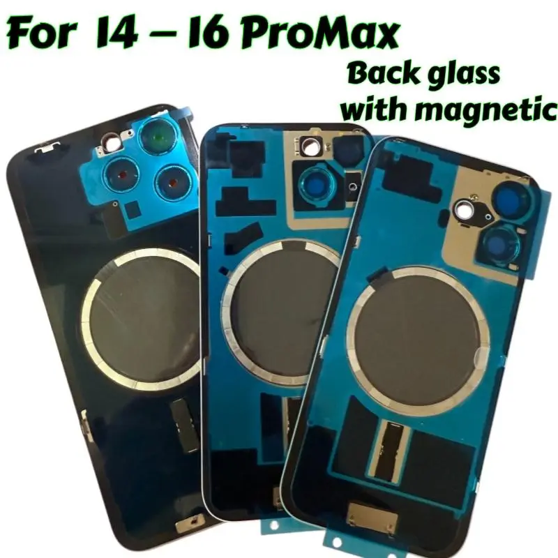 1PCS rear glass with magnetic suitable for iPhone 15 16 Pro Max 14 PLUS Back case replacement repair solid color back glass case
