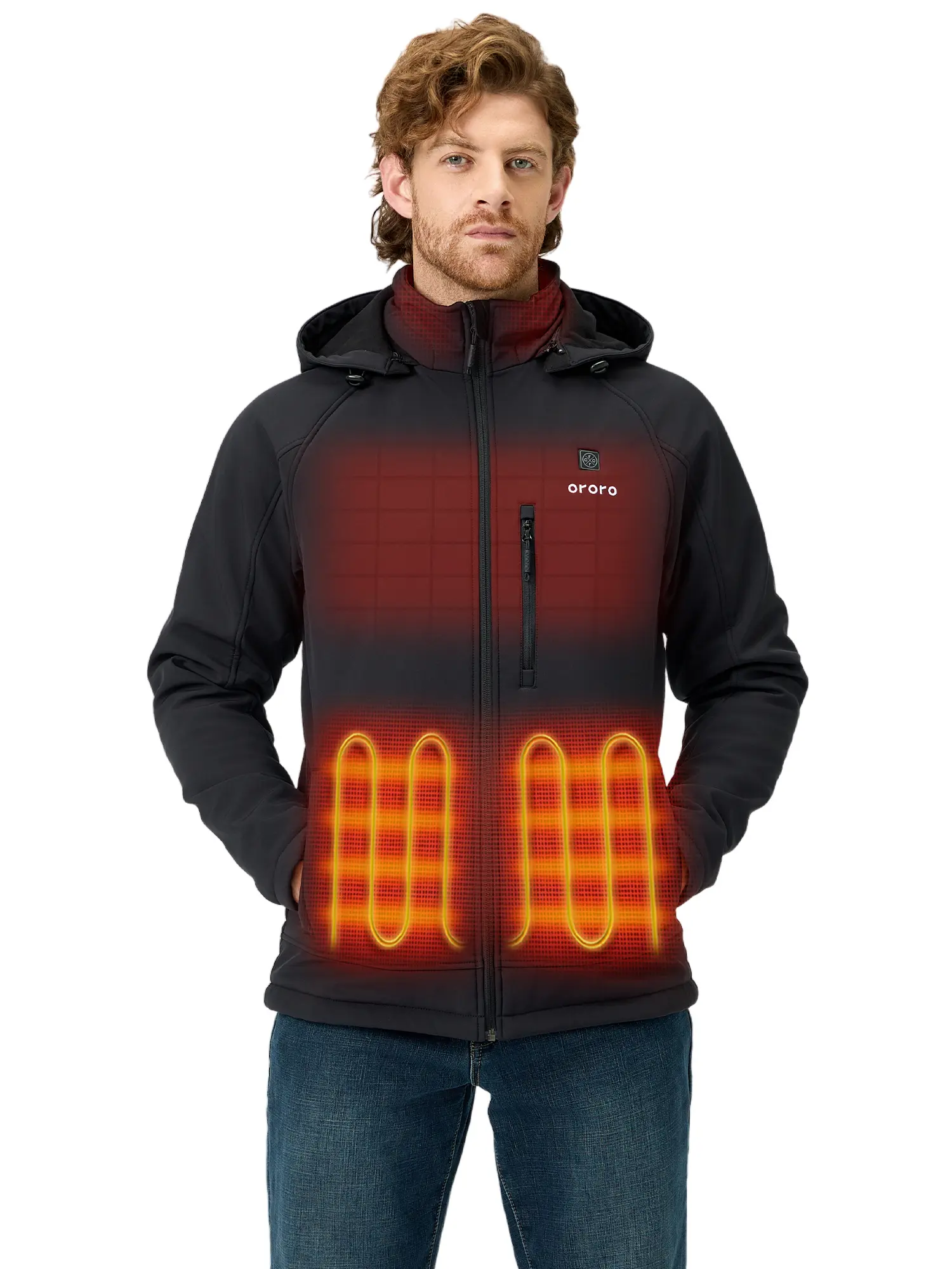 ororo Men's Classic 4-Zone Heated Jacket with Detachable Hood, Battery Included