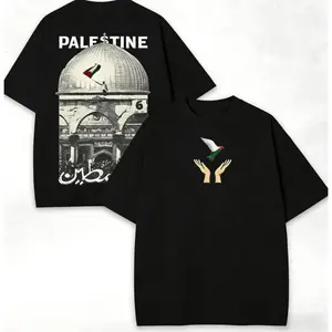 Palestine Freedom Vintage Oversized Tee Double-Sided Heavy Cotton Shirt with Hope & Solidarity Graphic Retro Streetwear Snowman Chill Out T-Shirt for Men Women Youth