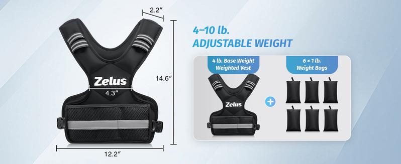 【Jumpstart Sale】ZELUS Adjustable Weighted Vests,4-10lbs/11-20lbs/20-32lbs Adjustable Workout Weighted Vest with 6 Ironsand Weights for Men&Women:Motivational Walking, Running, Rucking, Strength Training