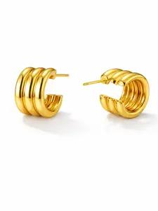 GOLD KELLERY Triple Hoop Gold Earrings