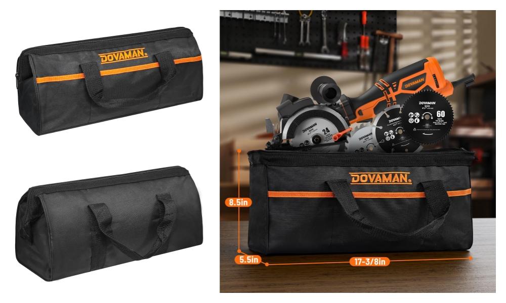 DOVAMAN Circular Saw, 5.8A 4-1/2" w/Laser, Auxiliary Handle, 6 Saw Blades(4½", 4¾") Max Cutting Depth 1-11/16", Wood, Soft Metal, Plastic, Tile-MCS01A