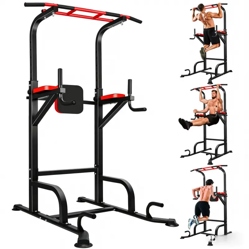 Heavy-Duty Steel Freestanding Pull Up Bar Power Tower - Unisex Home Bodybuilding Pull-Up Bars, 12 Adjustable Levels, Foam Grips, 400 lbs Capacity, Chest & Arm Trainer, No Complex Installation Needed, Space-Saving for Home, Garage