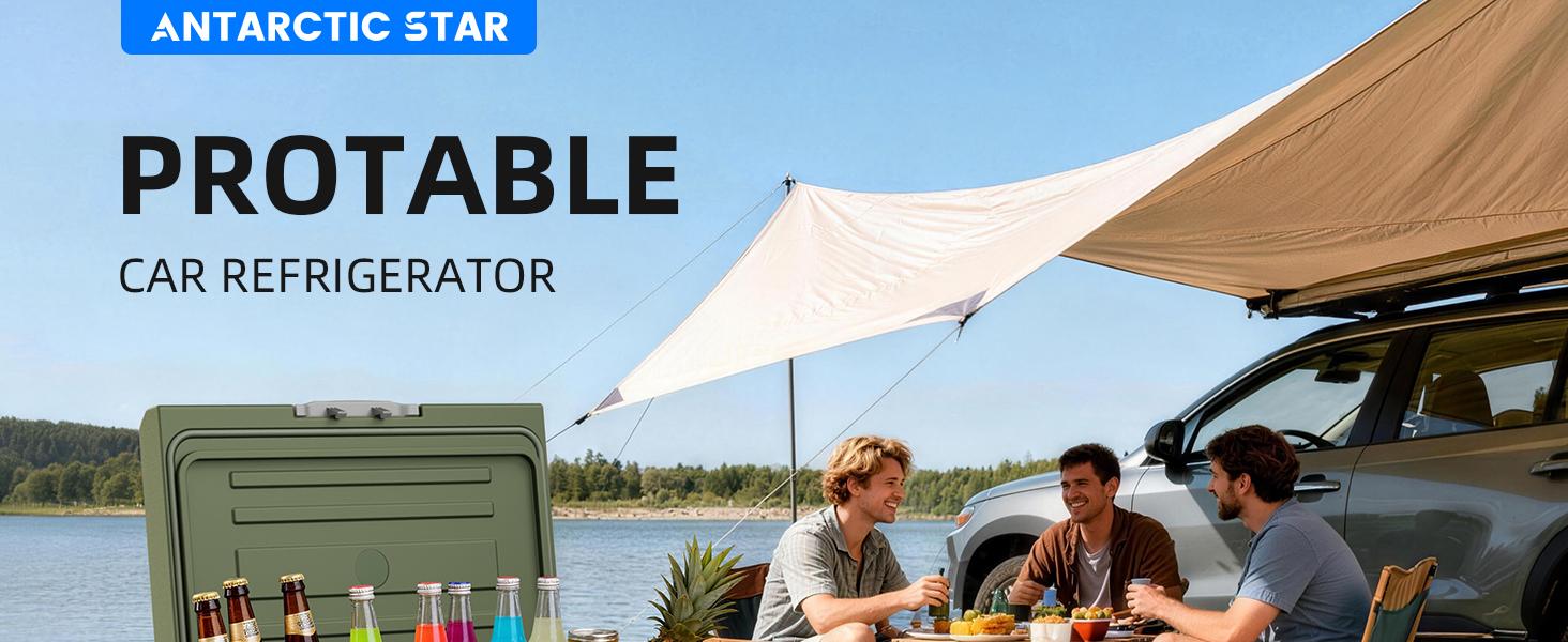 Antarctic Star 12V Portable Refrigerator 50L, 12/24V DC & 100-240V AC, Compressor Fridge Freezer for Car Camping Travel Boat, APP Control, -4°F to 68°F, Electronic Touch Screen，Green