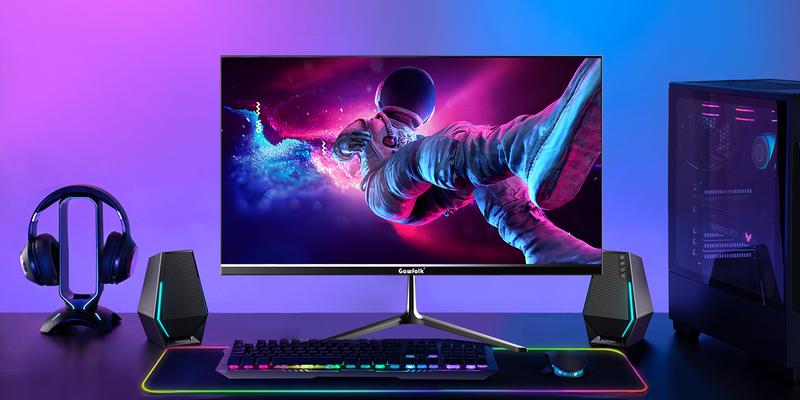 Gawfolk Gaming Monitor 24.5-inch 200Hz Refresh Rate Full HD 1080p PC Display Borderless Flat-Panel Design Built-in Speakers FreeSync Technology Support HDMI & DisplayPort Compatibility VESA 75x75 Wall-Mount Standard