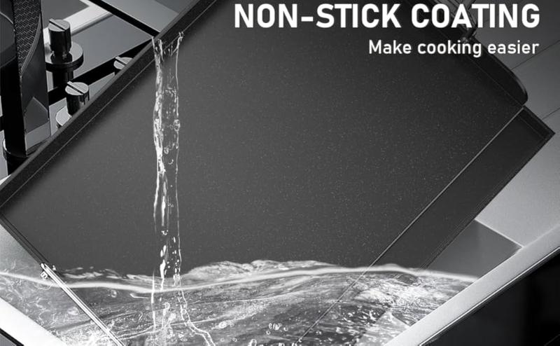 Elf Grill 17" x 13" Nano-Ceramic Nonstick Griddle for Gas & Charcoal Grills – Universal Flat Top Griddle with Grease Groove/Reinforced Ridges/High Sidewalls, Perfect for Healthy Cooking,Parties & Camping