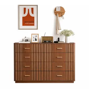 Giratree 47" Fluted Dresser with 3/5/6/8/9 Drawers, Mid-Century Modern Wooden Chest of Drawers, Bedroom Dresser TV Stand, Storage Organizer for Living Room & Hallway