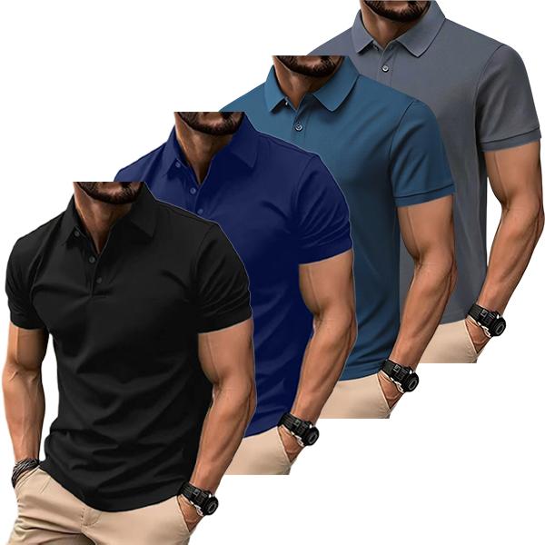 Men’s Casual Business Polo Shirt 4-Pack, Simple and Comfortable, Skin-Friendly Soft Fabric