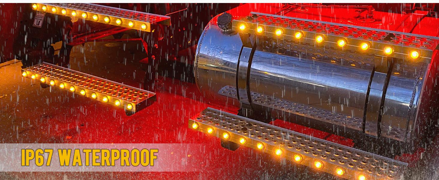 Partsam Dual Color 3/4" Round LED Marker Light for Car Trucks Jeep - Amber & Blue, Pack of 10