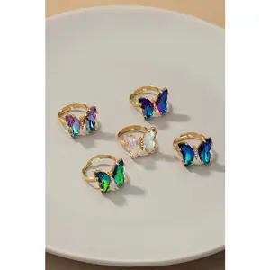 LA3accessories Butterfly ring with adjustable brass band