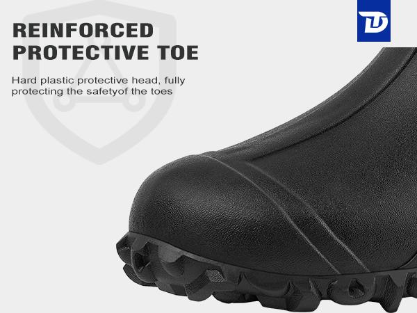 Trudave Men's Black Rubber Boots Waterproof Work Rain Boots with Steel Shank 6mm Neoprene Anti-slip Mud Boots Size 5-14 Comfortable Industrial Shoe Boy Footwear Closed